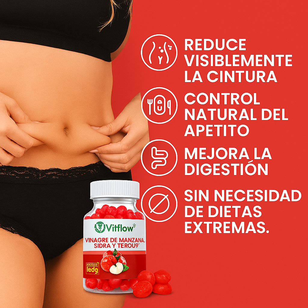 🍎 ¡Dile adiós a los antojos con solo 2 gomitas al día!  💪 Mejora tu digestión, controla el apetito y siéntete más ligera… naturalmente.