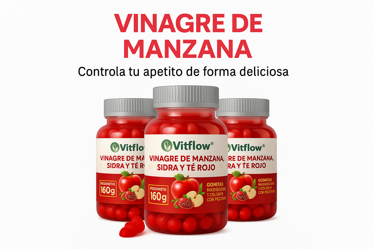 🍎 ¡Dile adiós a los antojos con solo 2 gomitas al día!  💪 Mejora tu digestión, controla el apetito y siéntete más ligera… naturalmente.