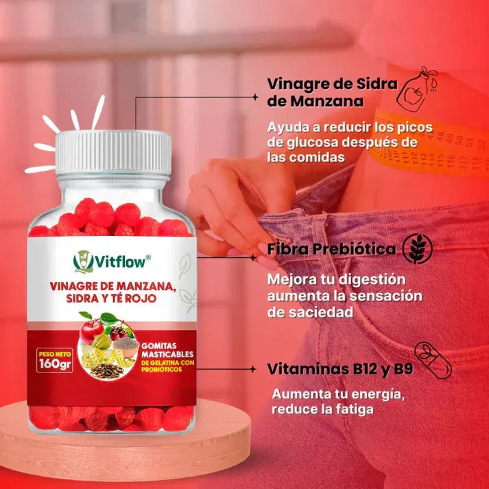 🍎 ¡Dile adiós a los antojos con solo 2 gomitas al día!  💪 Mejora tu digestión, controla el apetito y siéntete más ligera… naturalmente.